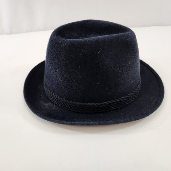 German Adalbert Breiter Black Trilby Felt Hat Stitched Cord Munchen - Picture 5 of 10